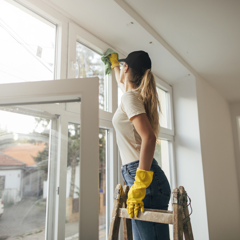 a person standing in front of a window